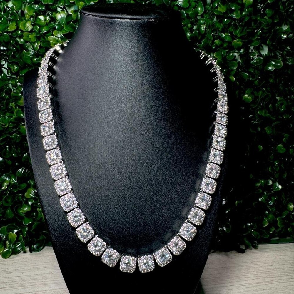 10 Mm Cluster Tennis Necklace 20 Inch
